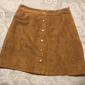 Faux Suede, Camel Brown Mini Skirt